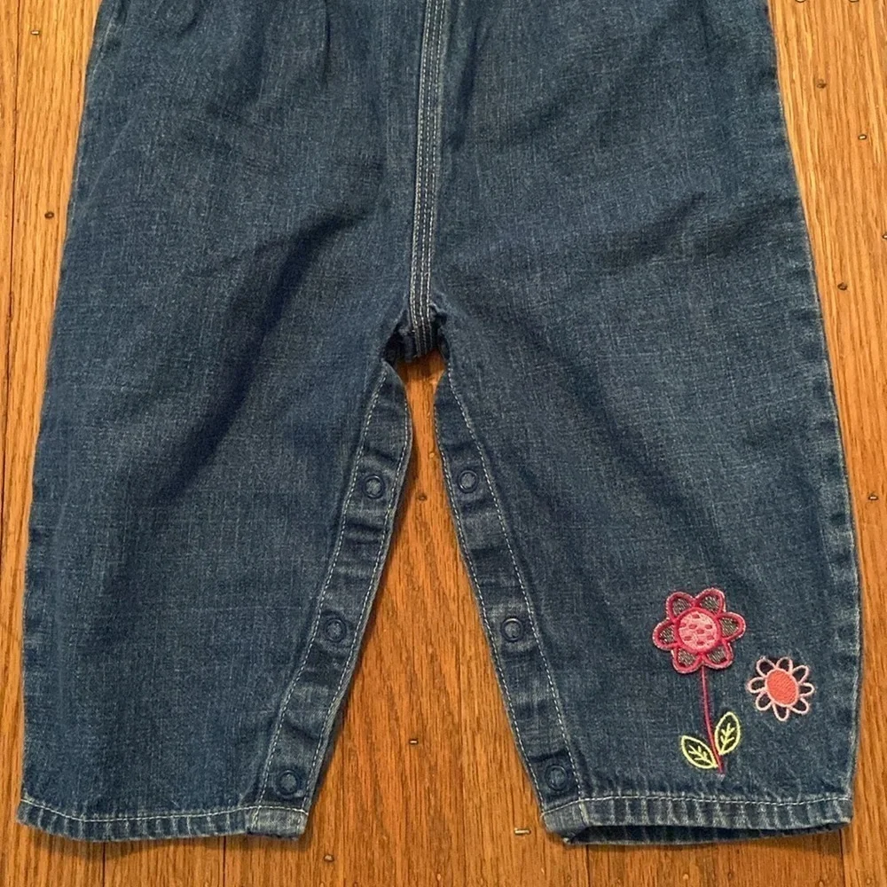 Oshkosh Denim Overalls Floral Appliqué Blue 18 Month